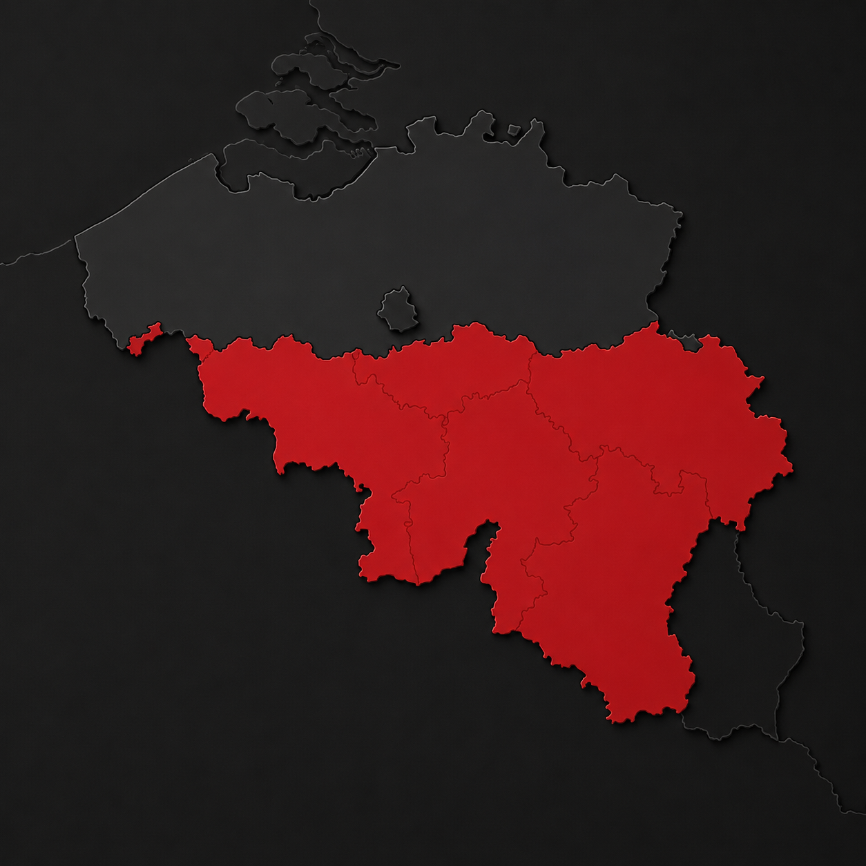 Carte de la Wallonie — Zone d'intervention AD Toiture